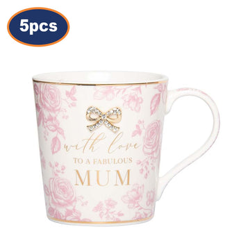 5Pcs 250ml Ceramic Pink With Love To a Fabulous Mum Madelaine Coffee Mug Gift