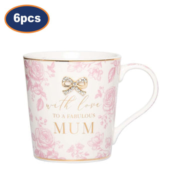 6Pcs 250ml Ceramic Pink With Love To a Fabulous Mum Madelaine Coffee Mug Gift