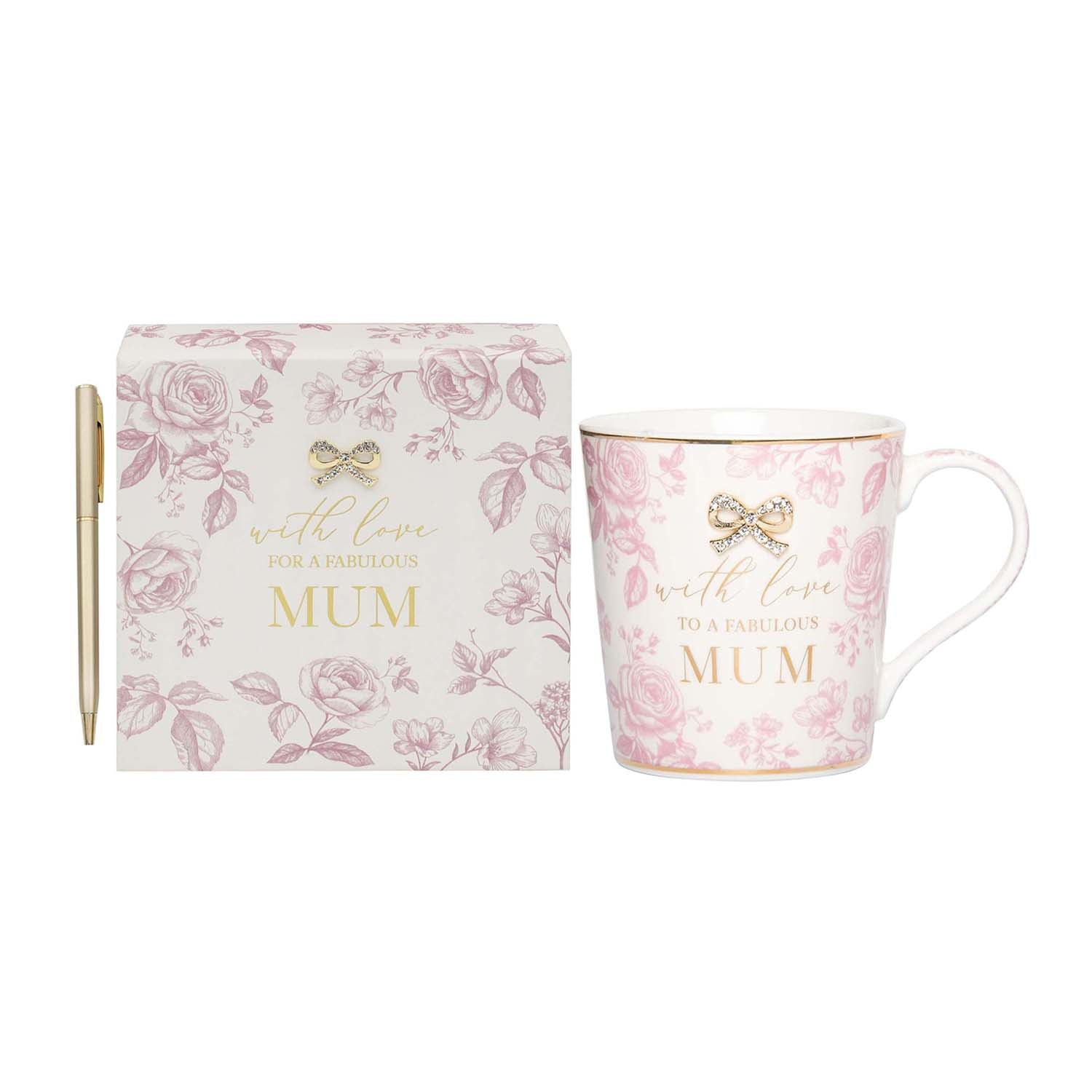 250ml Fabulous Mum Floral Coffee Mug & Memo Pad with Pen Set