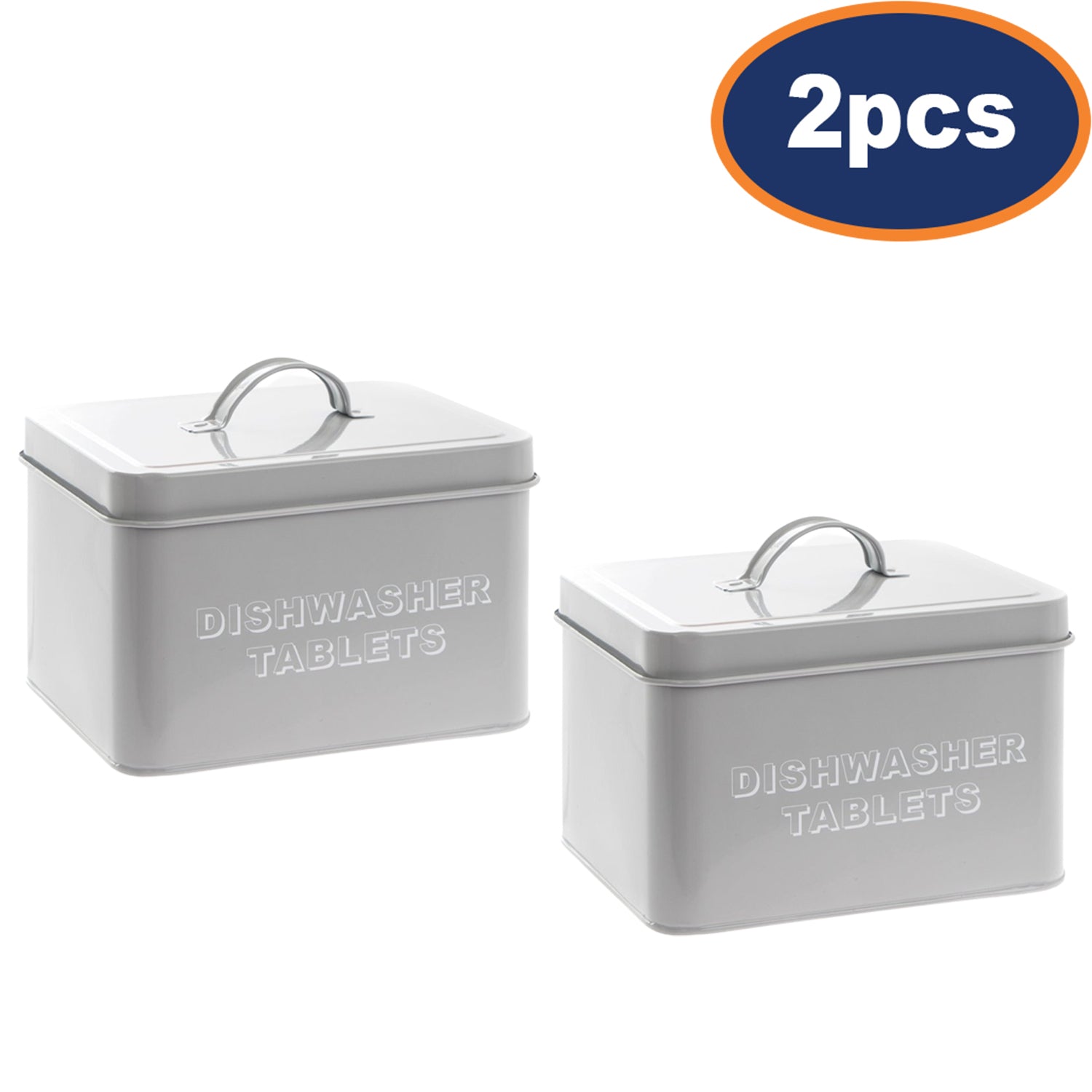 2Pcs Grey Metal Dishwasher Tablets Storage