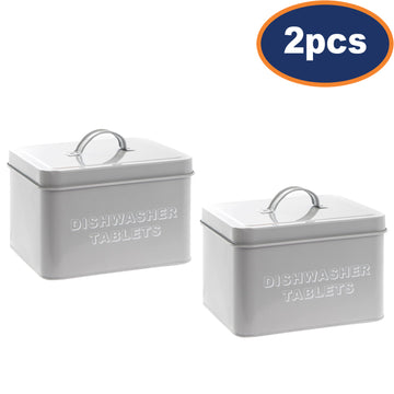 2Pcs Grey Metal Dishwasher Tablets Storage