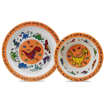 3-pc Orange Tableware Set for Kids - Dinosaur