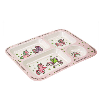 Pink Food Plate for Kids - Little Stars Unicorn