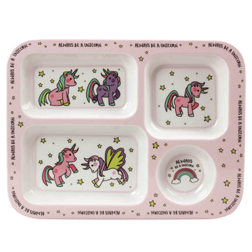 Pink Food Plate for Kids - Little Stars Unicorn