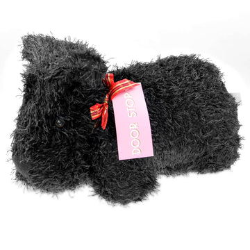 Fluffy Black Dog Animal Doorstop