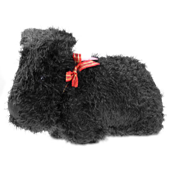 Fluffy Black Dog Animal Doorstop