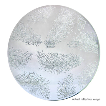 2-pc White Glass Candle Plate - Feather