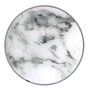 2-pc White Glass Candle Plate - Stone Marble