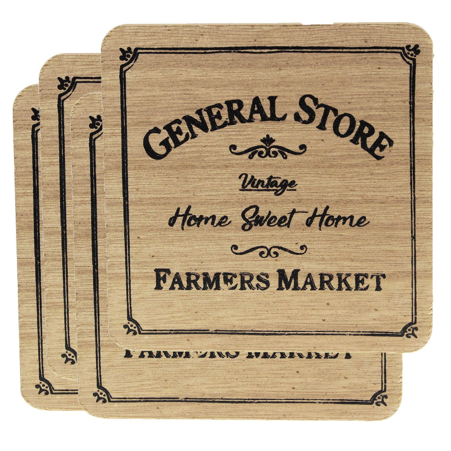 Vintage 'Home Sweet Home' Wooden Coasters