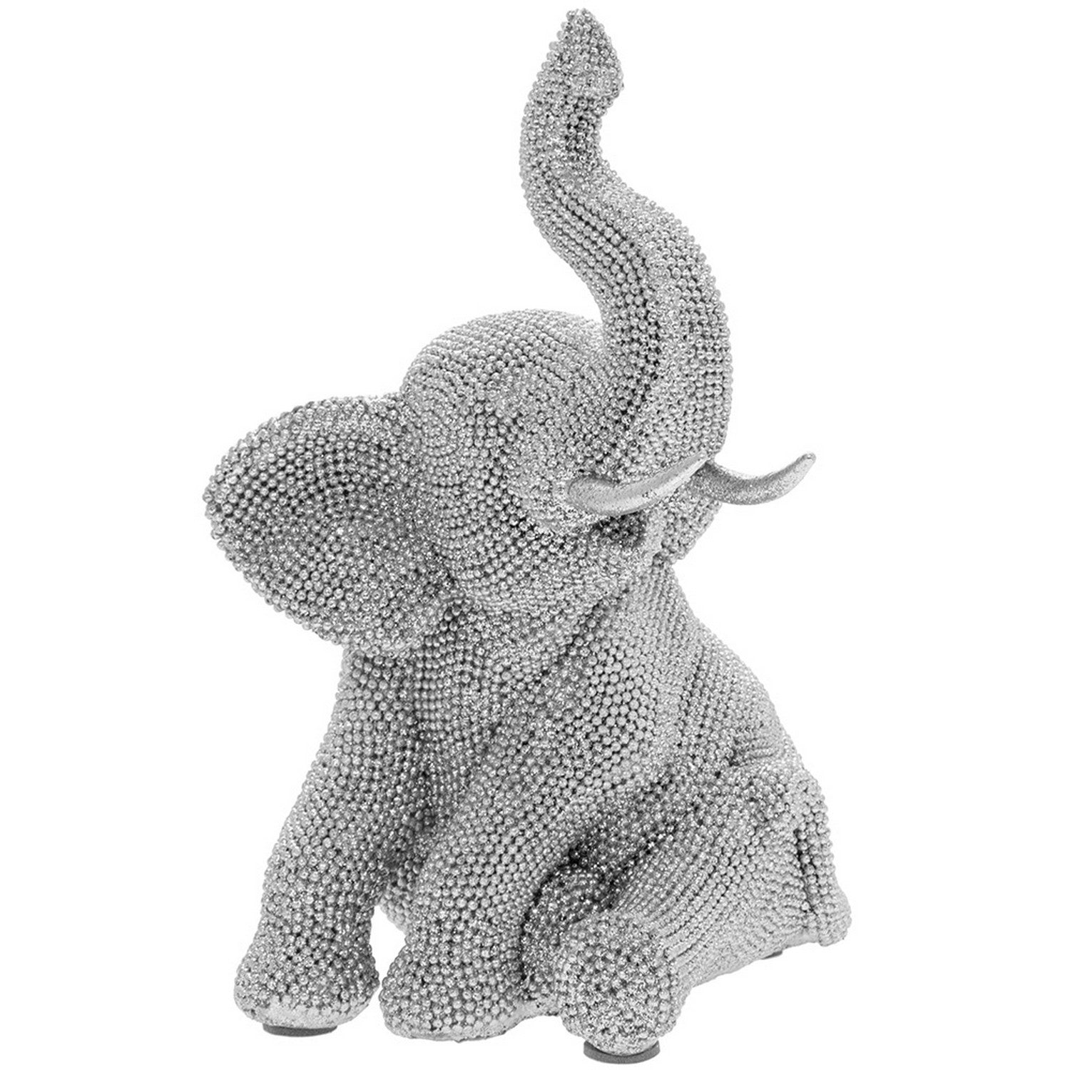 Silver Art Diamante Sitting Elephant Figurine Ornament