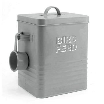 Grey Bird Feed Food Treats Storage Tin