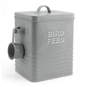 2Pcs Grey Metal Bird Feed Storage Tin with Scoop