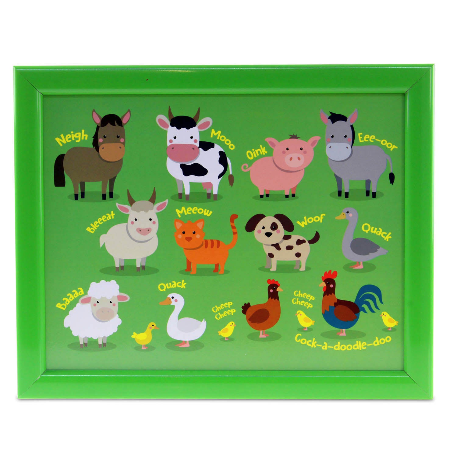 Green Farmyard Animals Cushioned Lap Tray