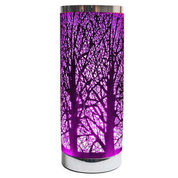 Cylinder Touch Lamp Branches Pattern - Lilac