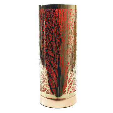 Cylinder Touch Lamp Branches Pattern - Red