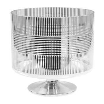 Glass Silver Geometric Candleholder