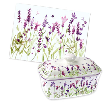 2-pc Lavender Butter Dish & Cutting Board Set