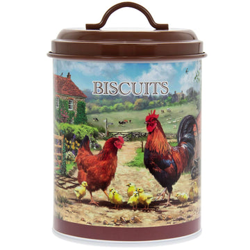 Cockerel & Hen Biscuits Canister