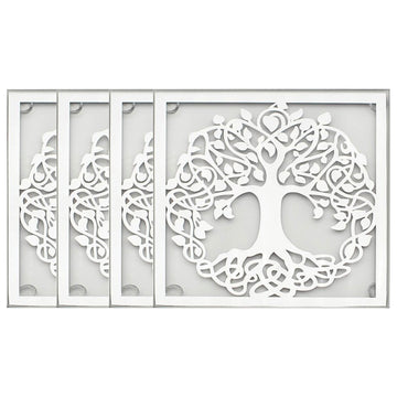 Mirror Tree Of Life Set of 4 Mirrored Glass Drinks Mats Coasters
