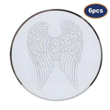 Set of 6 20cm Angel Wings Glass Tealight Candle Plate