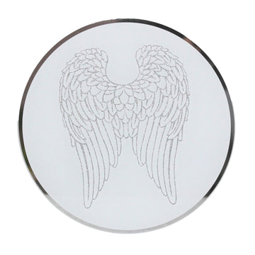 20cm Angel Wings Glitter Round Glass Candle Plate