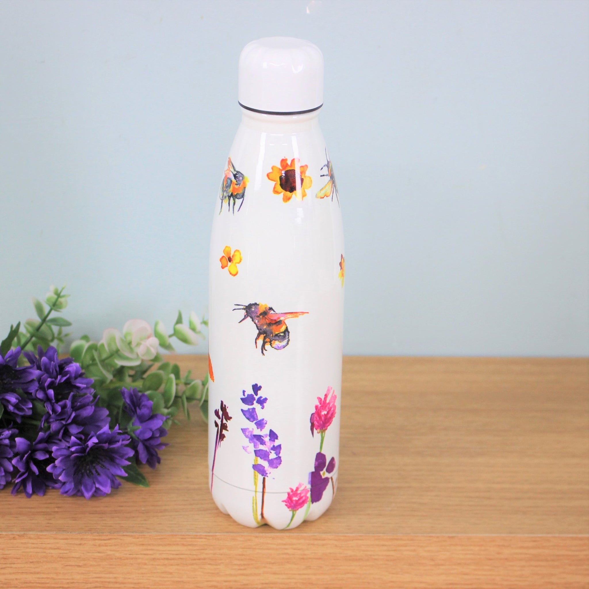 Bees & Flowers Flowers 500ml Travel Drinking Water Bottle