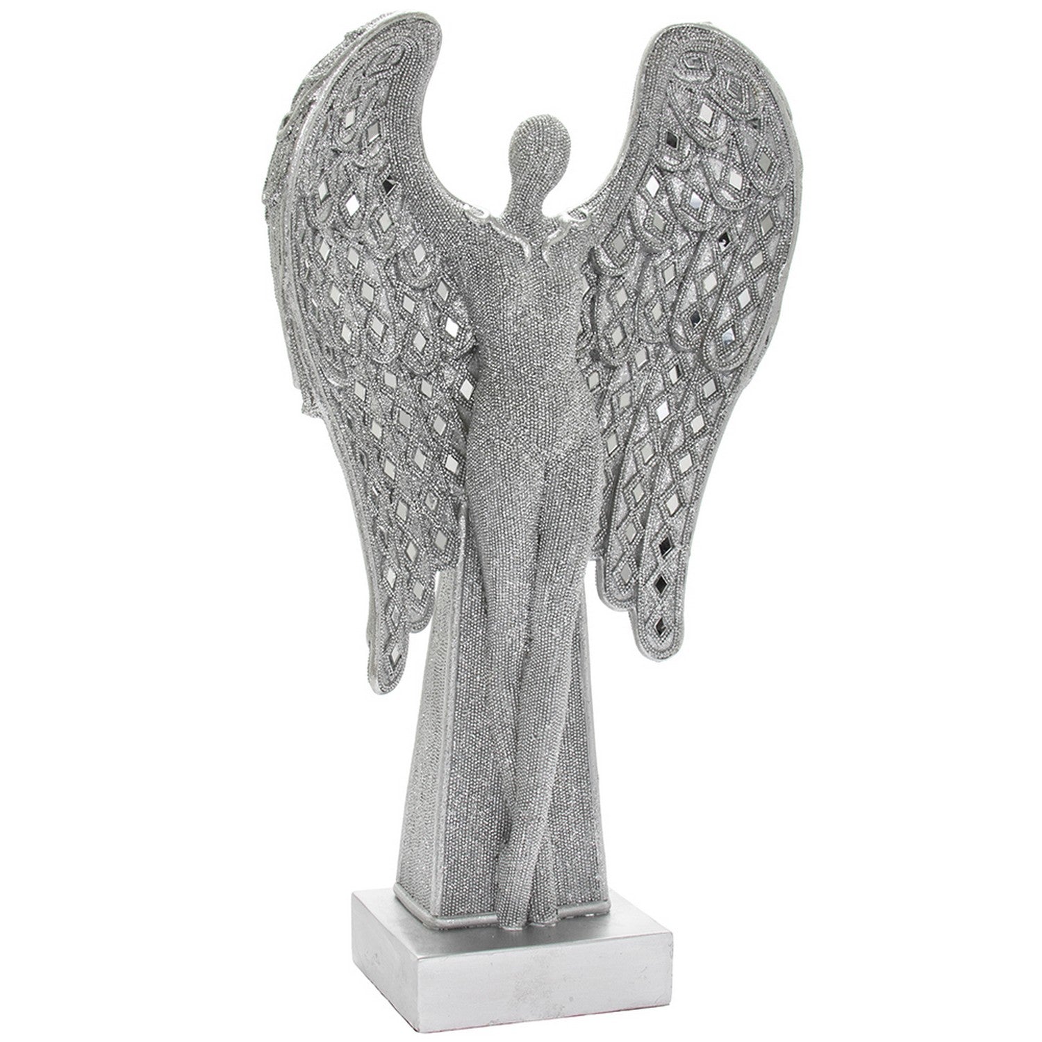 17 Inch Silver Art  Standing Angel Figurine