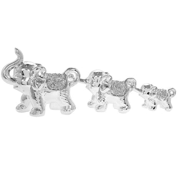 Set of 3 Silver Sparkle Elephants Ornament