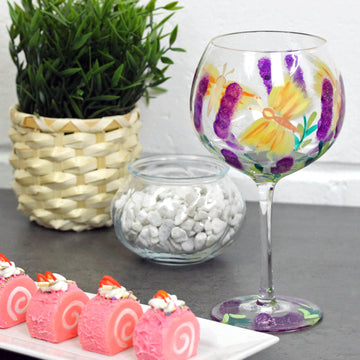 Hand Painted Butterfly Gin Glass