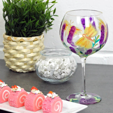 Lynsey Johnstone Hand Painted Cocktail Gin Glass Dragonfly