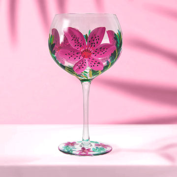 Lynsey Johnstone Hand Painted Cocktail Gin Glass Lily Flowers