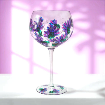 Cocktail Gin Glass Lynsey Johnstone Hand Painted Purple Thistle