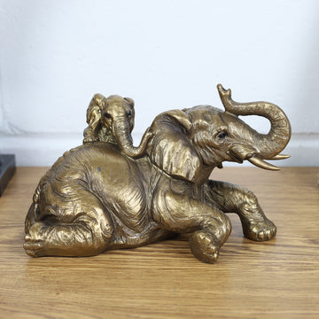 Reflections Bronze Elephant With Baby Animal Figurine