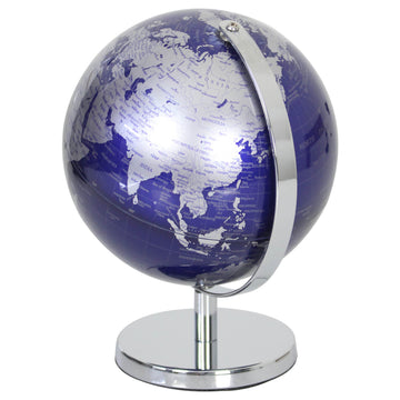 Silver and Blue World Map Globe