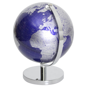 Silver and Blue World Map Globe