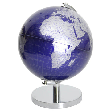 Silver and Blue World Map Globe
