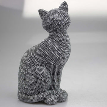 Silver Cat Sitting Figurine