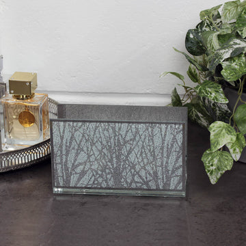 Silver Glitter Woodland Mirrored Double Tea Light Holder