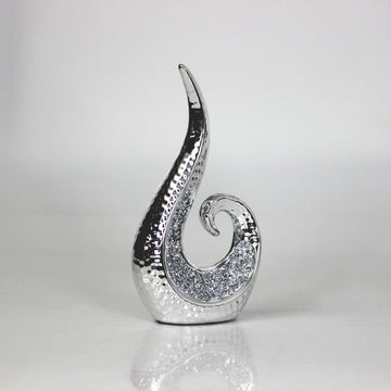 25cm Silver Sparkle Sculpture Diamante Art Statue