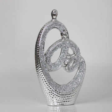 24cm Silver Sparkle Sculpture Diamante Art Statue