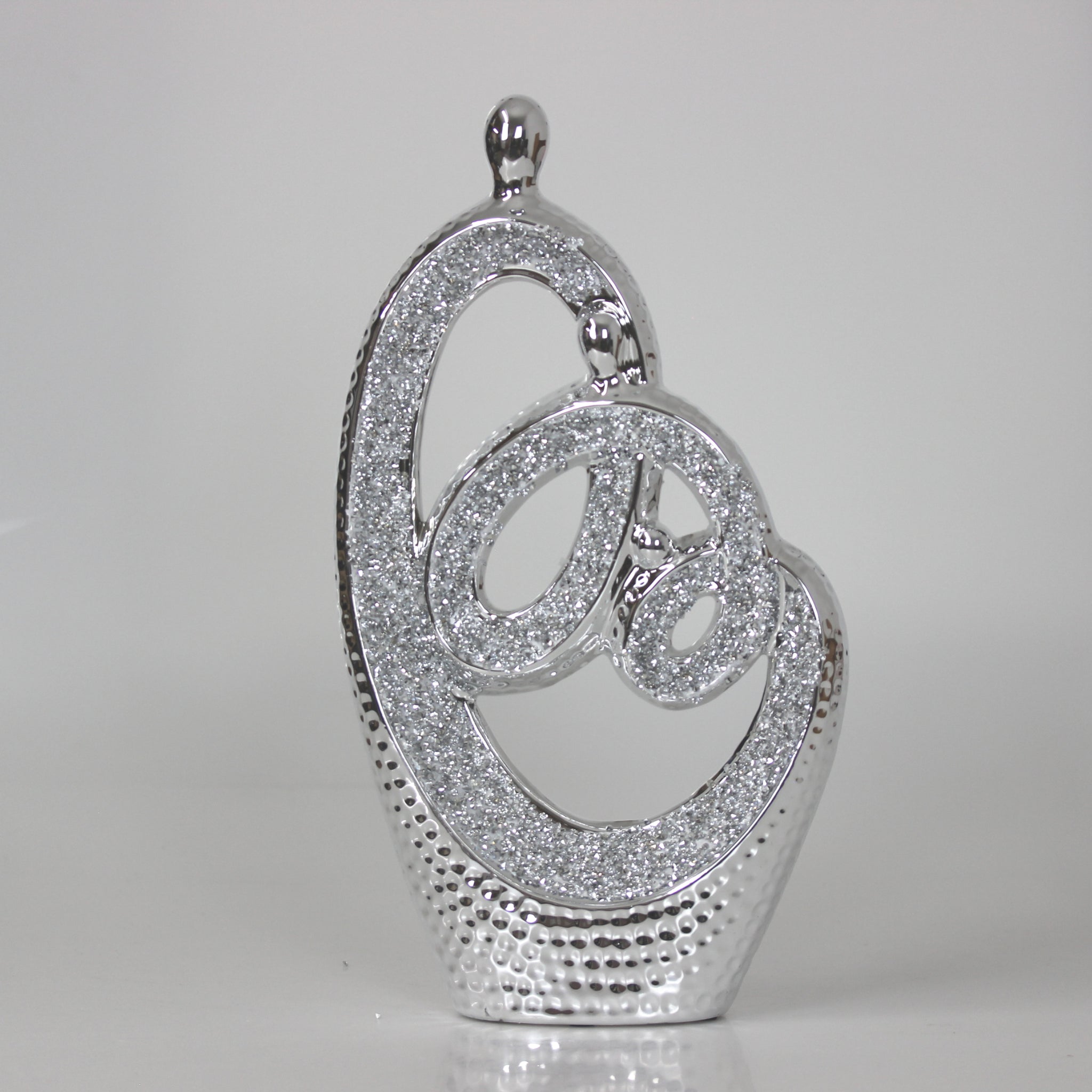 24cm Silver Sparkle Sculpture Diamante Art Statue