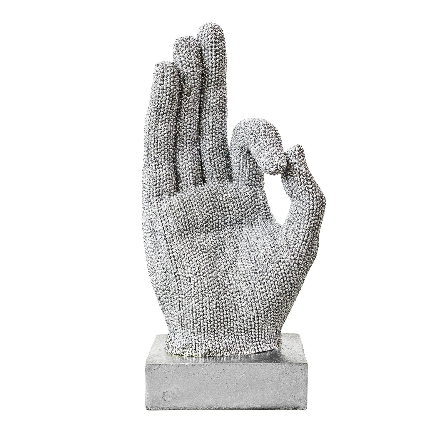 Okay Hand  Silver Art Standing Ornament