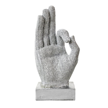 Okay Hand  Silver Art Standing Ornament