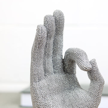 Okay Hand  Silver Art Standing Ornament
