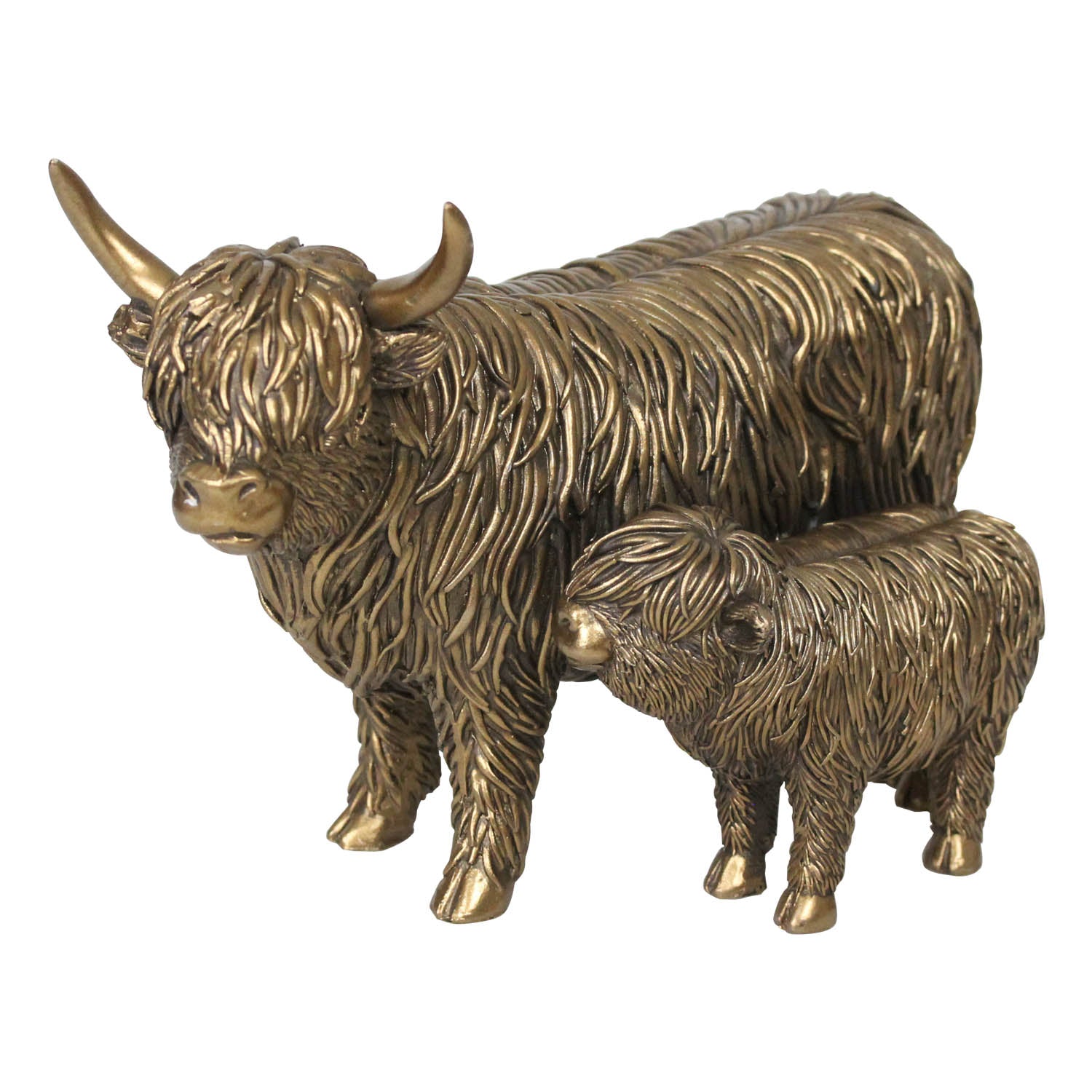 Bronze Highland Cow and Calf Ornament