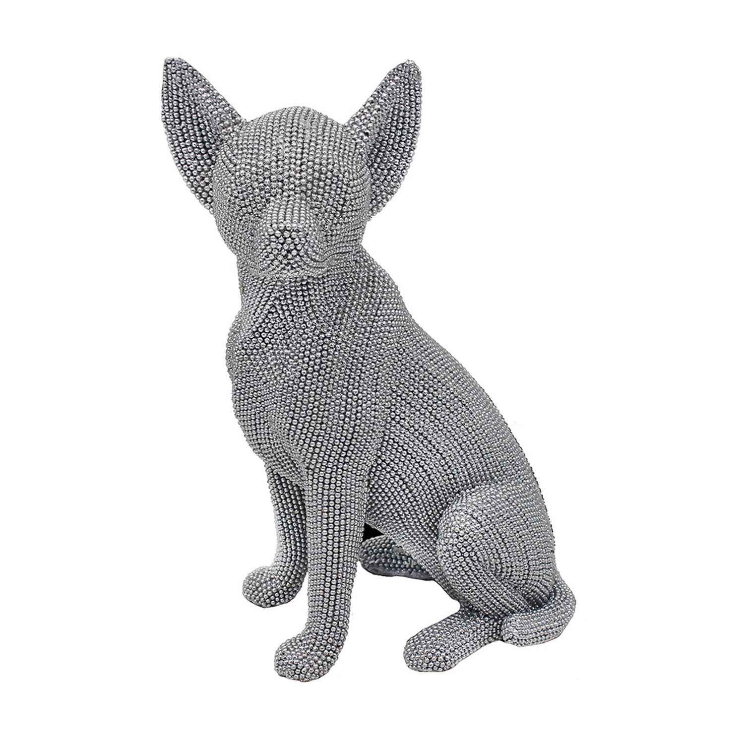 Silver Art Diamante Sitting Chihuahua Dog Figurine Ornament