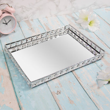 Silver Rectangular Diamond  Tray