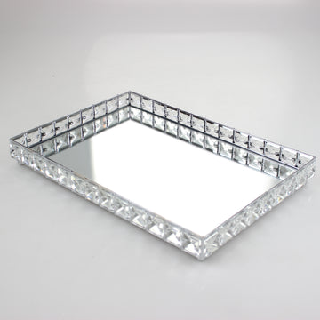 Silver Rectangular Diamond  Tray