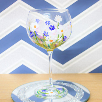 Lynsey Johnstone Hand Painted Cocktail Gin Glass Dainty Daisies