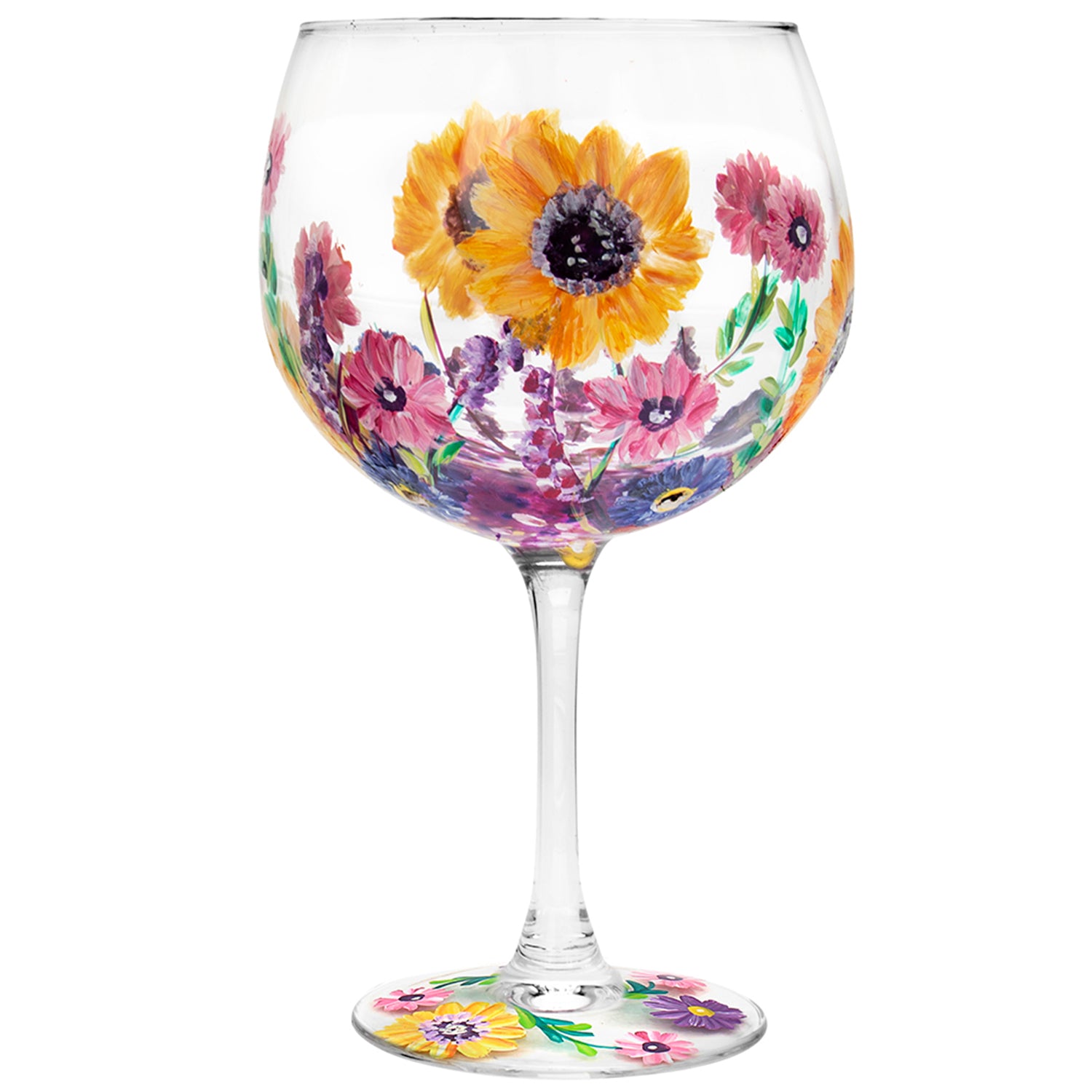 Lynsey Johnstone Hand Painted Cocktail Gin Glass Sunflowers